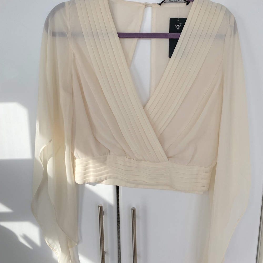 GUESS Pleated Top with Open Back